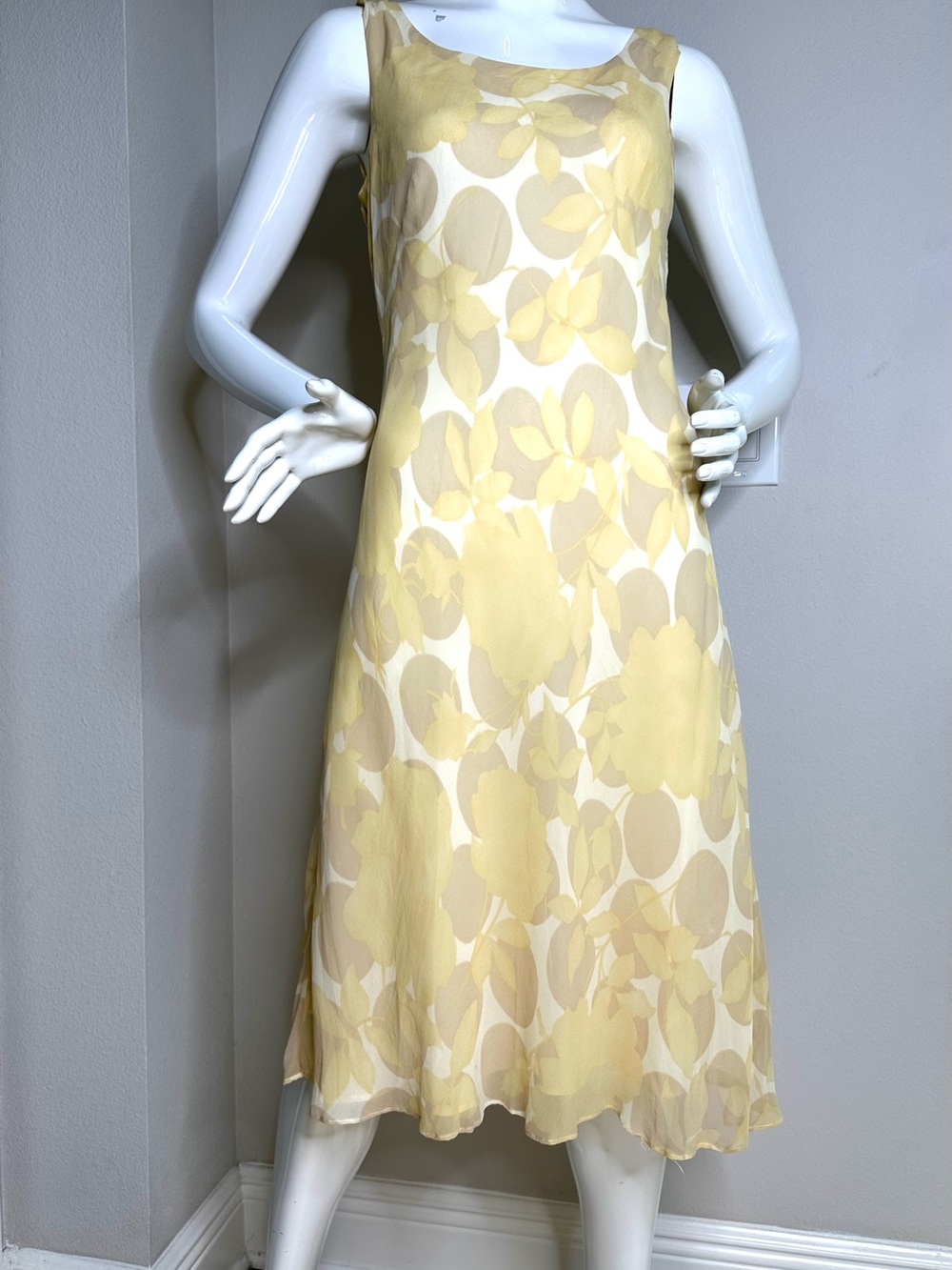 Women’s Silk Dress Floral Polka Dots Pastel Colors Sz M 8 Vacation Cruise Summer